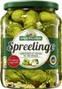 A jar of Spreewaldhof Spreelinge pickles on a white background. Produktbild-Vorschau