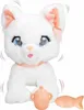 A white plush cat toy with pink accents, sitting down with a milk bottle and a fish toy. Anteprima dell’immagine prodotto