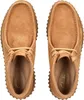 A top-down view of a pair of brown Clarks clogs on a white background. Voir les images du produit