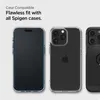 Three iPhones in clear cases are displayed side-by-side against a light gray and white background. Text at the top of the image reads 'Case Compatible' and 'Flawless fit with all Spigen cases.' Anteprima dell’immagine prodotto
