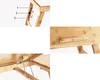 A collage of images showing different angles and details of a wooden laptop table. Podgląd zdjęcia produktu