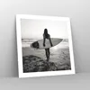 Poster - Poster ohne Rahmen - Frau Strand Surfen - 50x50 cm Produktbild-Vorschau 7