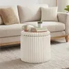 Yaheetech runder Hocker mit 35L Stauraum, Cordstoff, ∅43 x Produktbild-Vorschau 2