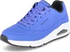 A blue Skechers Uno Stand On Air sneaker is shown from a side angle against a white background. Voir les images du produit