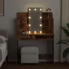 vidaXL Toaletní stolek s LED světly vzhled starého dřeva Náhled obrázku produktu 3