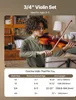 VEVOR Violine 3/4, Geigenset mit Hartschalenkoffer, Produktbild-Vorschau 4