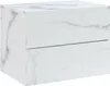 A white nightstand with a marble pattern and two drawers. Anteprima dell’immagine prodotto