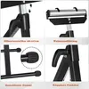 A collage of four close-up images showing different features of a black metal roll stand. Náhled obrázku produktu