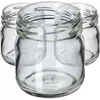 Three small, empty glass jars are arranged in a cluster against a white background. Podgląd zdjęcia produktu