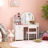 Zestaw toaletek dla dzieci z lustrem LED, stołkiem i Podgląd zdjęcia produktu 1