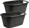 2er Set Wäschekorb schwarz robust mit Griffen Produktbild-Vorschau 1