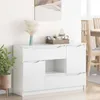 vidaXL Príborník vysoký lesk biely 100 x 30 x 65,6 Materiál Náhľad obrázku produktu 4