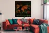 MuchoWow® Poster Weltkarte - Gold - Rot 100x100 cm - Produktbild-Vorschau 2