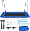 A blue nest swing and its components are displayed against a white background. Produktbild-Vorschau