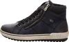 A side view of a blue high-top sneaker with black laces and a zipper. Produktbild-Vorschau