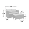A diagram showing the dimensions of an outdoor furniture set. Produktbild-Vorschau
