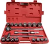 A red plastic toolbox containing a set of silver metal sockets and wrenches. Anteprima dell’immagine prodotto