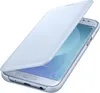 A light blue flip case cover is open on a silver smartphone. Náhled obrázku produktu