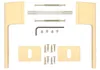 A flat lay of door hardware components, including handles, screws, and an Allen wrench, arranged on a white background. Produktbild-Vorschau