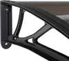 A close-up view of a black door awning with a brown polycarbonate roof, mounted on a white background. Náhled obrázku produktu
