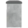 A product shot of a shoe bench with a concrete-like finish and a gray upholstered top. Voir les images du produit