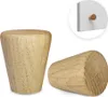 Two wooden furniture knobs are shown against a white background. One knob is standing upright, and the other is lying on its side. A small inset image shows a close-up of a similar knob attached to a white drawer. Náhľad obrázku produktu
