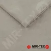 A close-up view of beige bouclé fabric, folded to show its texture and depth. A watermark and logo are visible. Produktbild-Vorschau