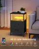 A nightstand with integrated LED lighting and a charging station, placed next to a sofa in a dimly lit room. Produktbild-Vorschau