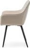 Side view of a beige upholstered chair with black legs. Produktbild-Vorschau