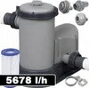 A pool filter pump and accessories are displayed against a white background. Produktbild-Vorschau