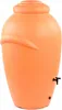 A terracotta-colored rain barrel with a tap. Voir les images du produit