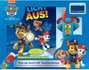 A colorful illustration of Paw Patrol characters with a pop-up book and flashlight. Produktbild-Vorschau