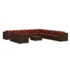 12-tlg. Garten-Lounge-Set mit Kissen Braun Poly Rattan Produktbild-Vorschau 2