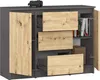 Akord Commode 2 Portes 3 Tiroirs Gris Graphite/Chêne Voir les images du produit 2