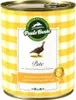 A can of dog food with a yellow and white checkered pattern and a label featuring a turkey illustration. Produktbild-Vorschau