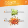 An image showing two types of julienned vegetables, one green and one orange, with accompanying text labels. Anteprima dell’immagine prodotto