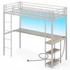 COSTWAY Hochbett Etagenbett 90x200cm mit Schreibtisch, Produktbild-Vorschau 1