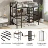 A loft bed with a desk and shelves underneath, set up in a room. Podgląd zdjęcia produktu