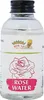 A bottle of rose water with a label showing a rose and a man in traditional attire. Podgląd zdjęcia produktu