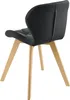 A black upholstered chair with wooden legs, shown from the back. Produktbild-Vorschau