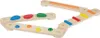 A set of wooden balance beams with colorful pegs and shapes attached. Produktbild-Vorschau