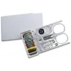 A white sewing kit is open, showing its contents, with its white cover slightly ajar. Produktbild-Vorschau