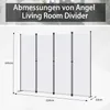 A diagram showing the dimensions of a folding room divider. Produktbild-Vorschau