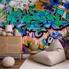 Vlies Fototapete - Graffiti: blue theme 100x70 cm Streetart Produktbild-Vorschau 1