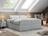 A bedroom scene with a bed, nightstand, and decorative elements, illuminated by natural light from skylights. Produktbild-Vorschau