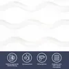 A white background with wavy patterns and four circular icons with text below them. Produktbild-Vorschau