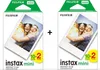 Two boxes of Fujifilm Instax Mini instant film are shown side-by-side with a plus sign in between them. Produktbild-Vorschau
