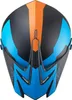 A top-down view of a blue, black, and orange motocross helmet. Produktbild-Vorschau