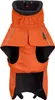 An orange dog coat with black lining, shown from the front. Produktbild-Vorschau