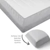 A close-up view of a fitted sheet on a mattress, with a separate graphic illustrating the elastic band. Anteprima dell’immagine prodotto
